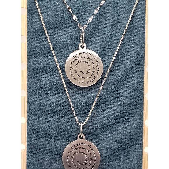 Stainless Steel Serenity Prayer Necklace Choice of Chain Recovery 12 Step - Picture 6 of 7